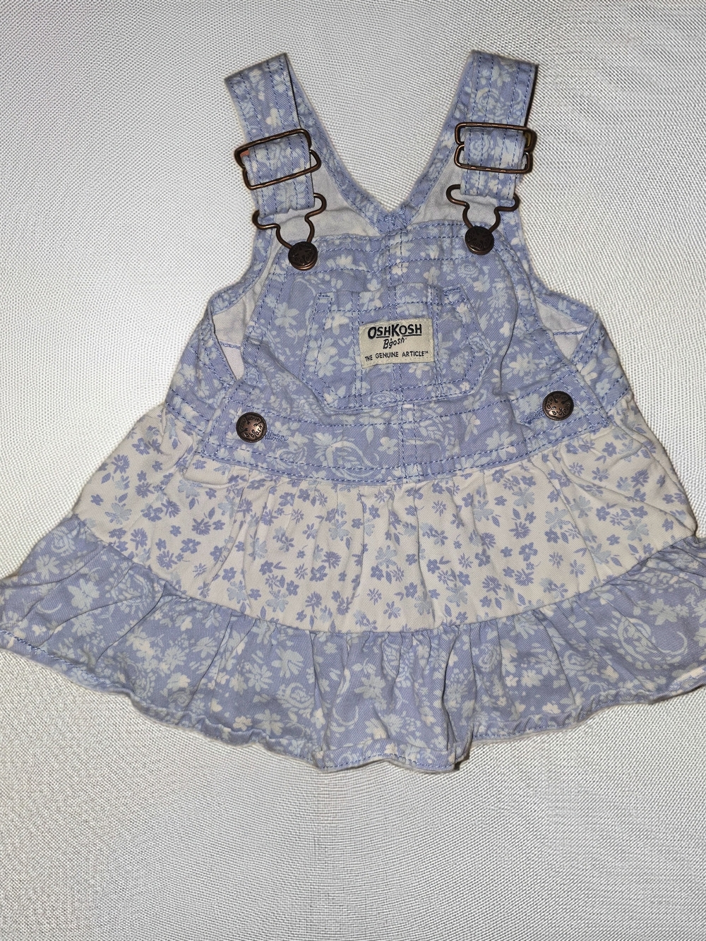 OshKosh B'gosh Light Blue Floral Ruffle Overall Dress